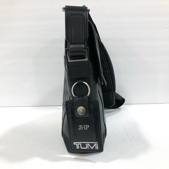 TUMI Ticon Black Leather Map Messenger Bag - Picture 3 of 8